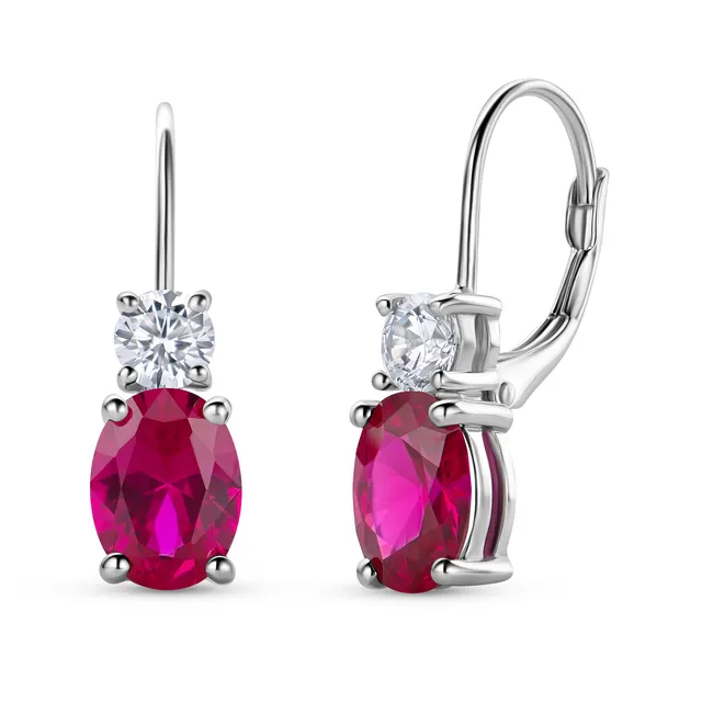 Miore Orecchini Argento 925 Rubino Creato