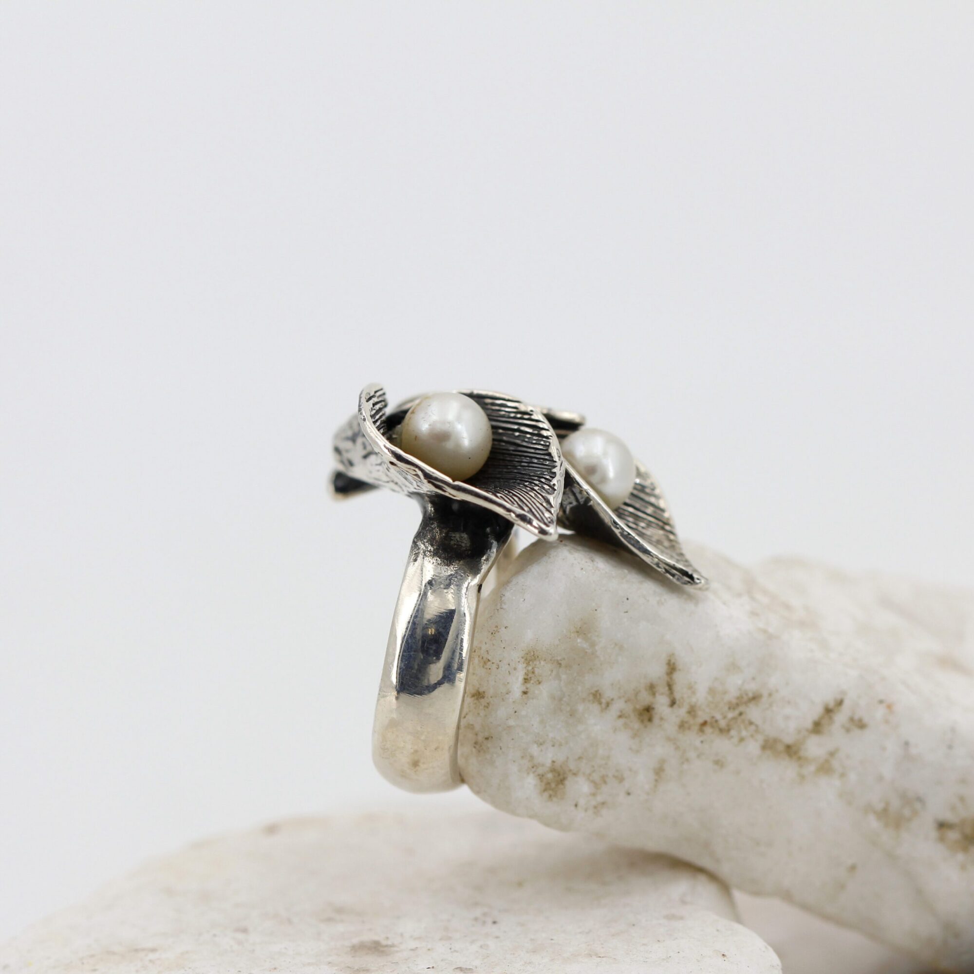 Anna Gioielli Anelli Anello Tre Calle Argento Perle Acqua Dolce