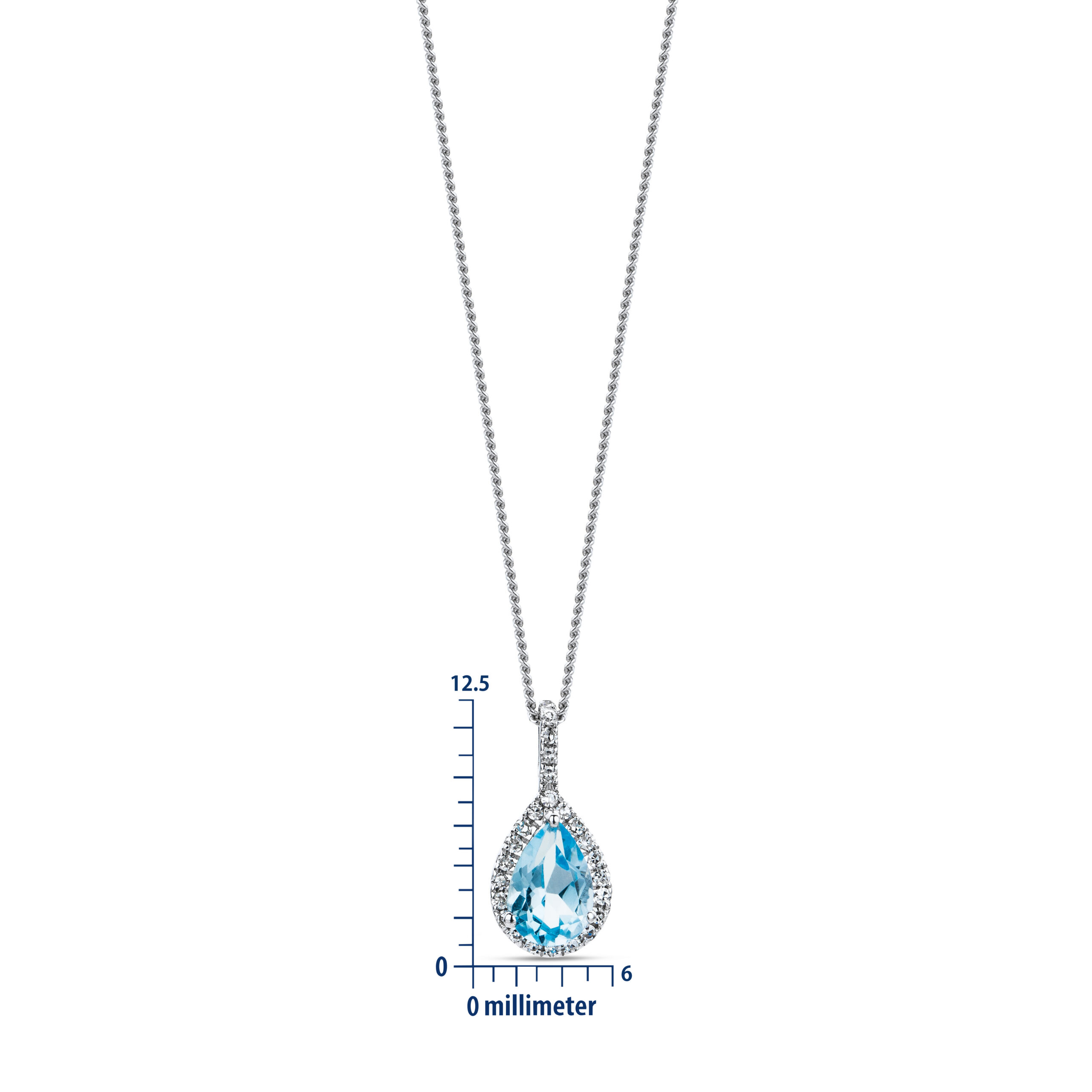Miore Necklace Collana Oro Bianco 9KT Topazio Swiss Blue