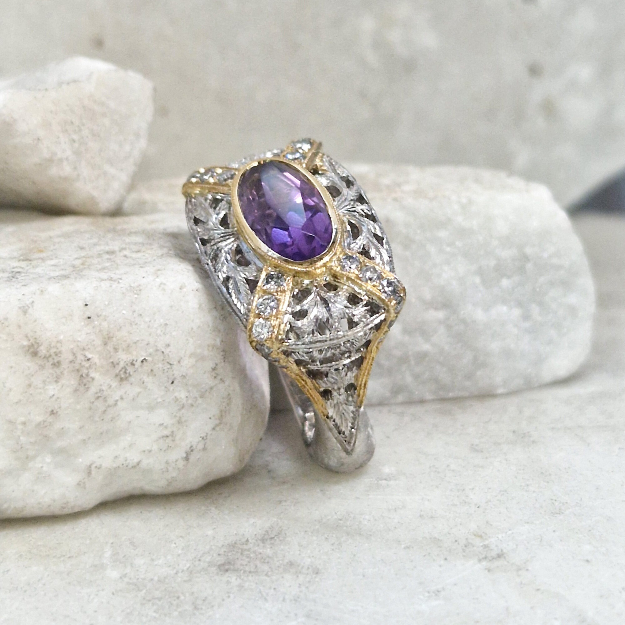 Anna Gioielli Jolly Jewels Anello Ametista Diamanti Oro Argento