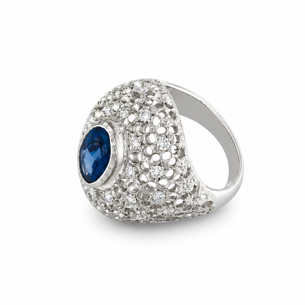 Anna Gioielli Stile Orafo Fiorentino anello zaffiro 5 ct diamanti