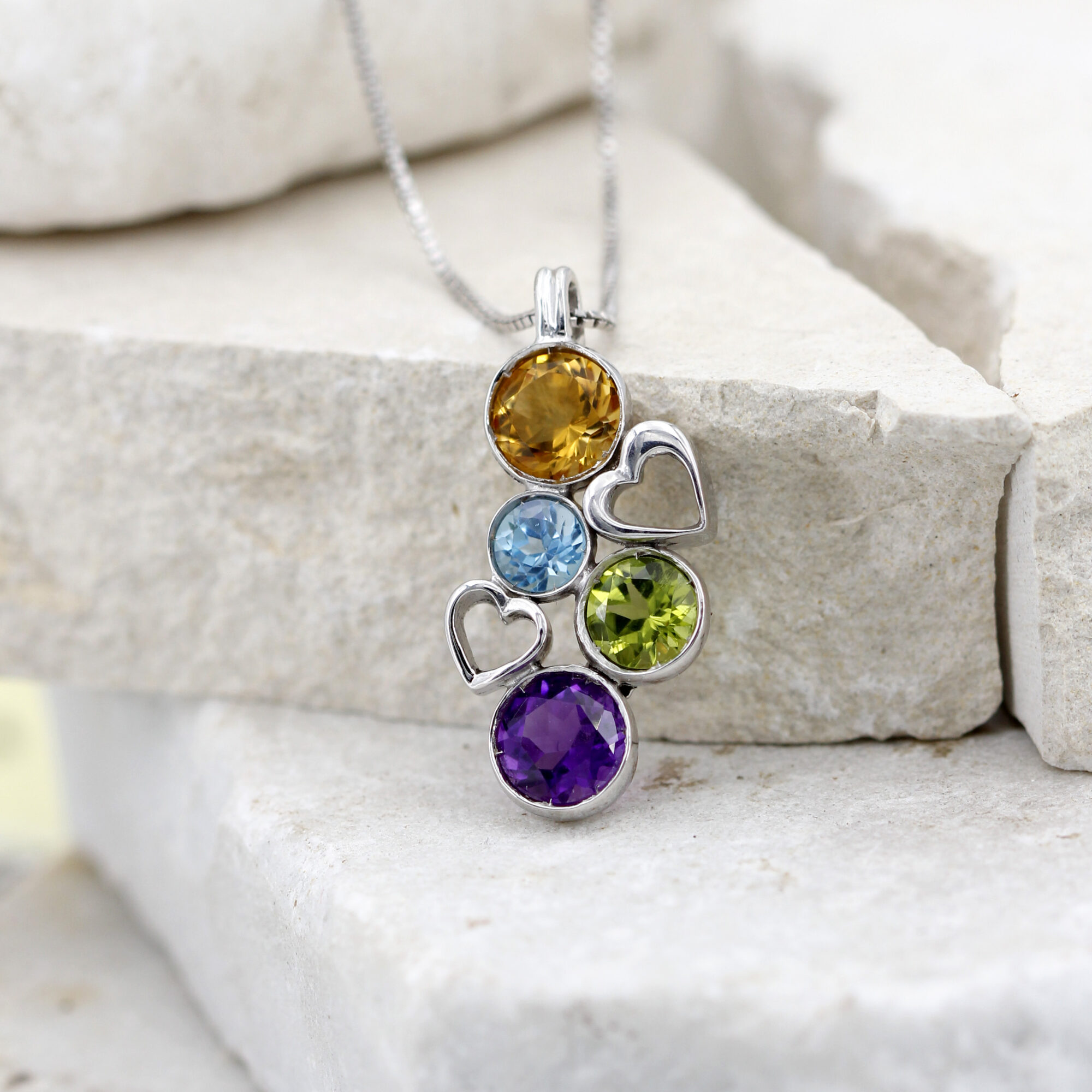 Anna Gioielli Pendenti ciondolo argento cuori 4 pietre 30x15 mm