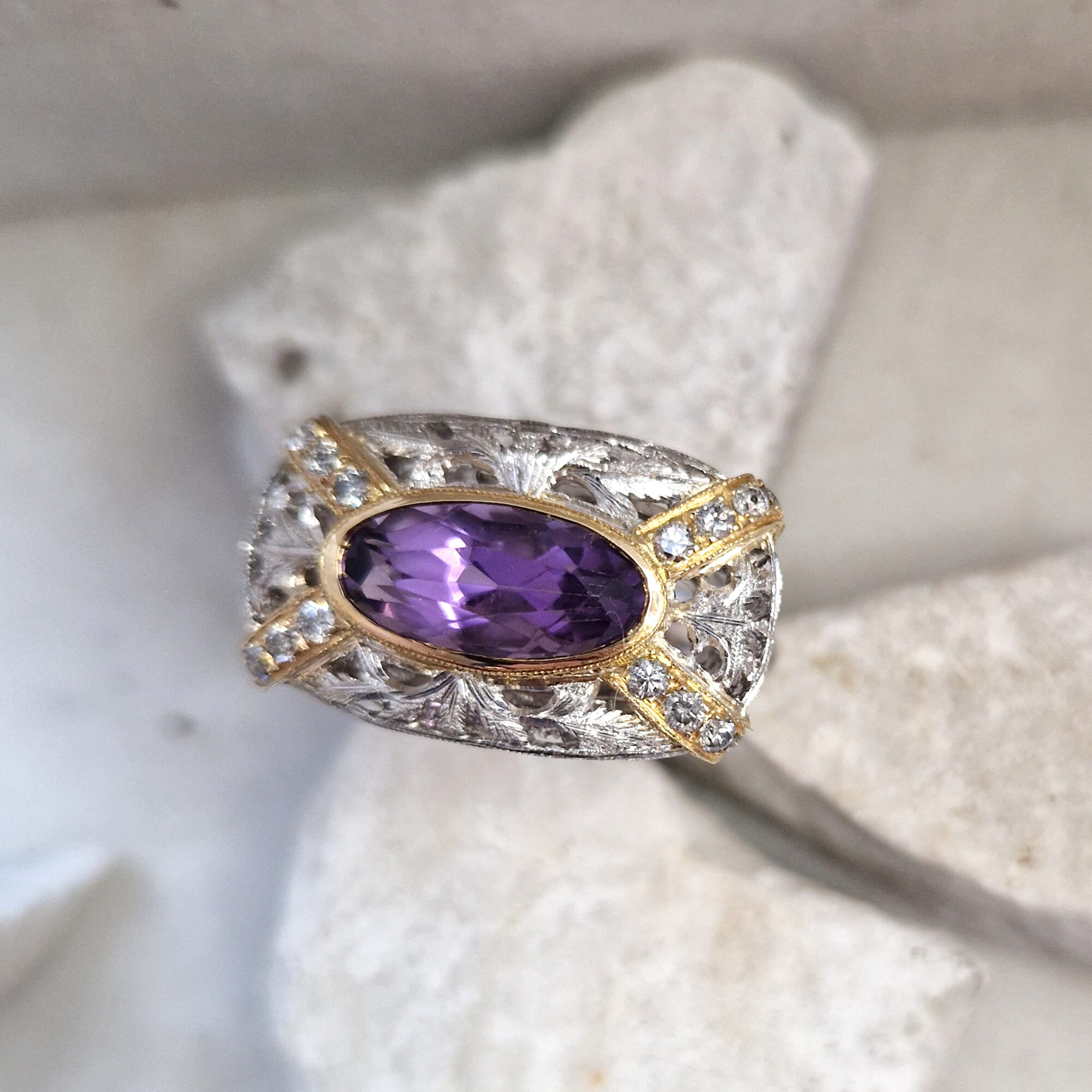 Anna Gioielli Jolly Jewels anello oro ametista diamanti grigi