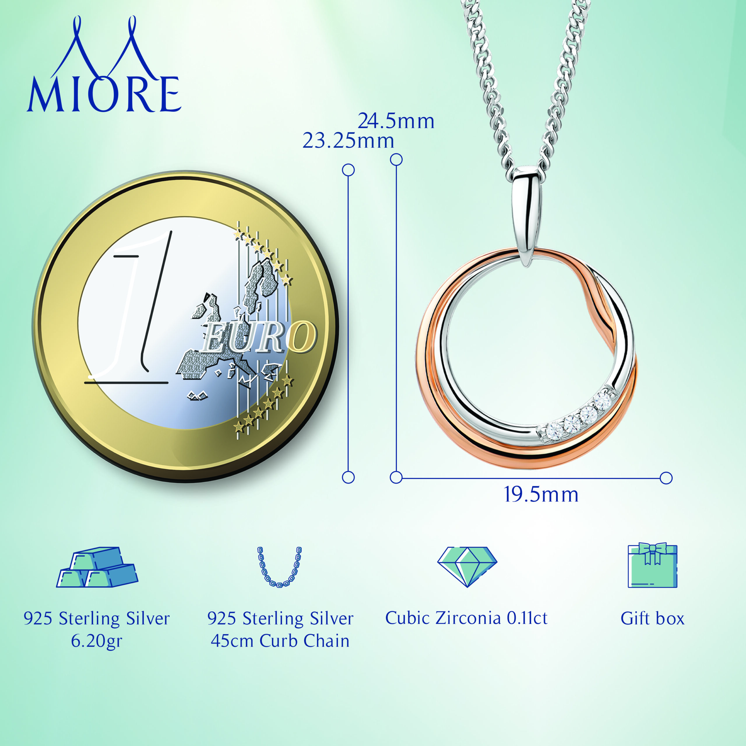 Miore Collana Argento 925 Zirconia Cubica