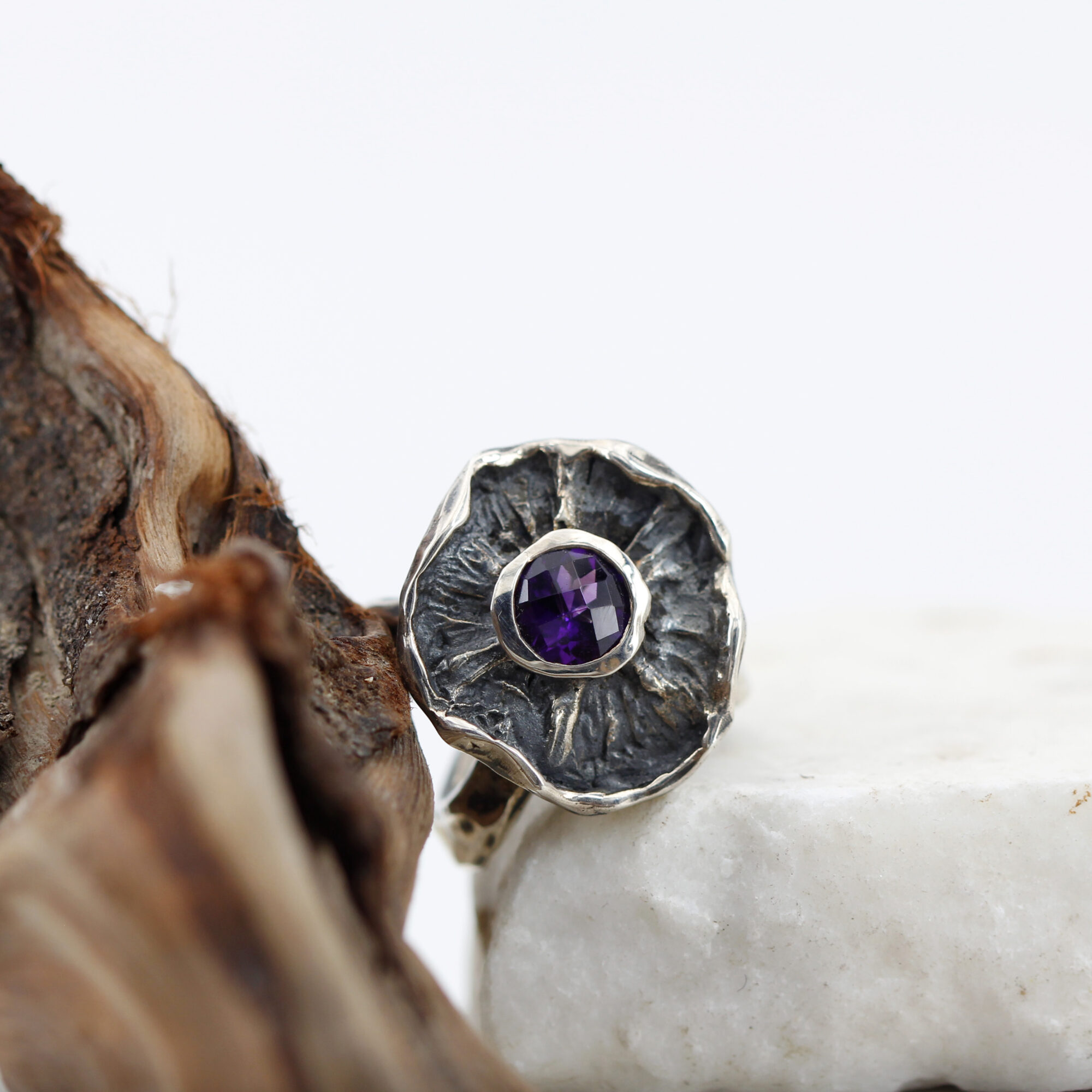 Anna Gioielli Winter Flower anello argento ametista 21 mm