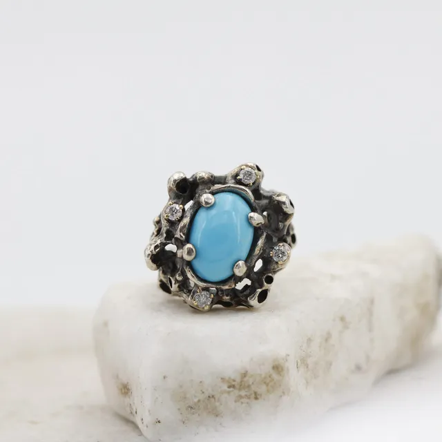 Anna Gioielli Marte anello argento oro turchese diamanti