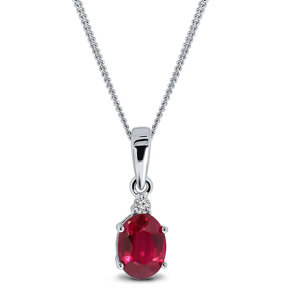 Miore Collana oro bianco 9kt rubino creato