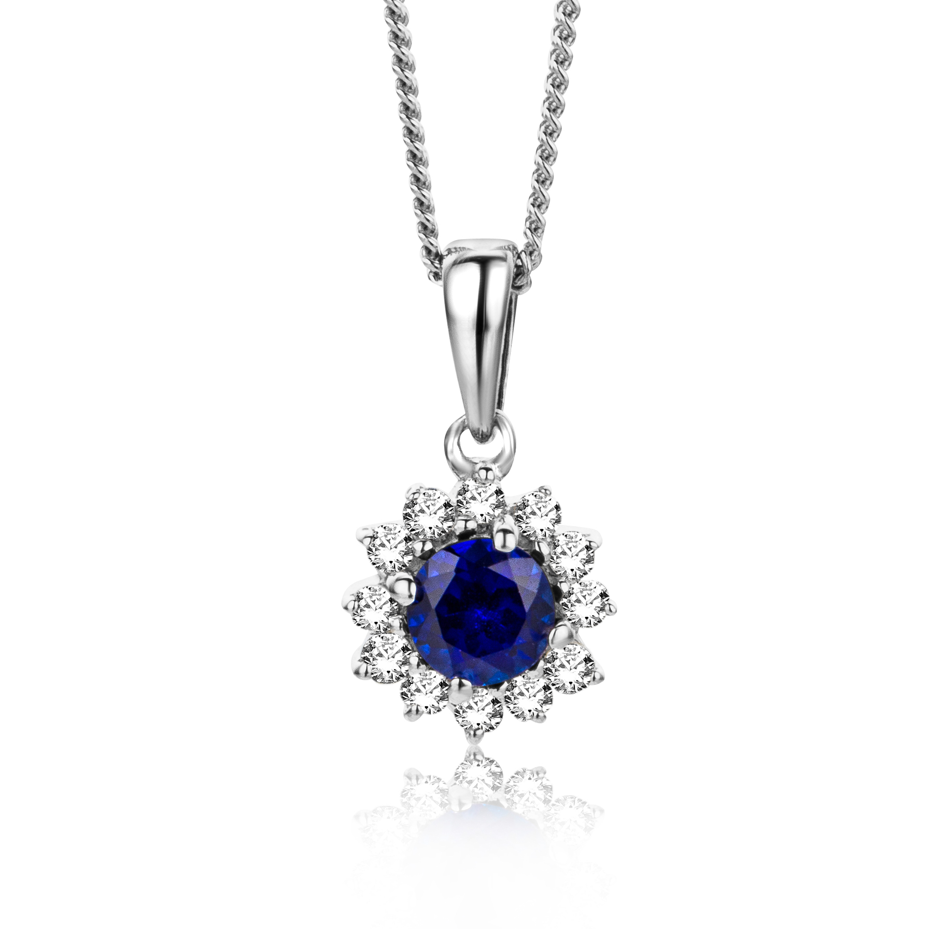 Miore Collana oro bianco 9kt zaffiro creato