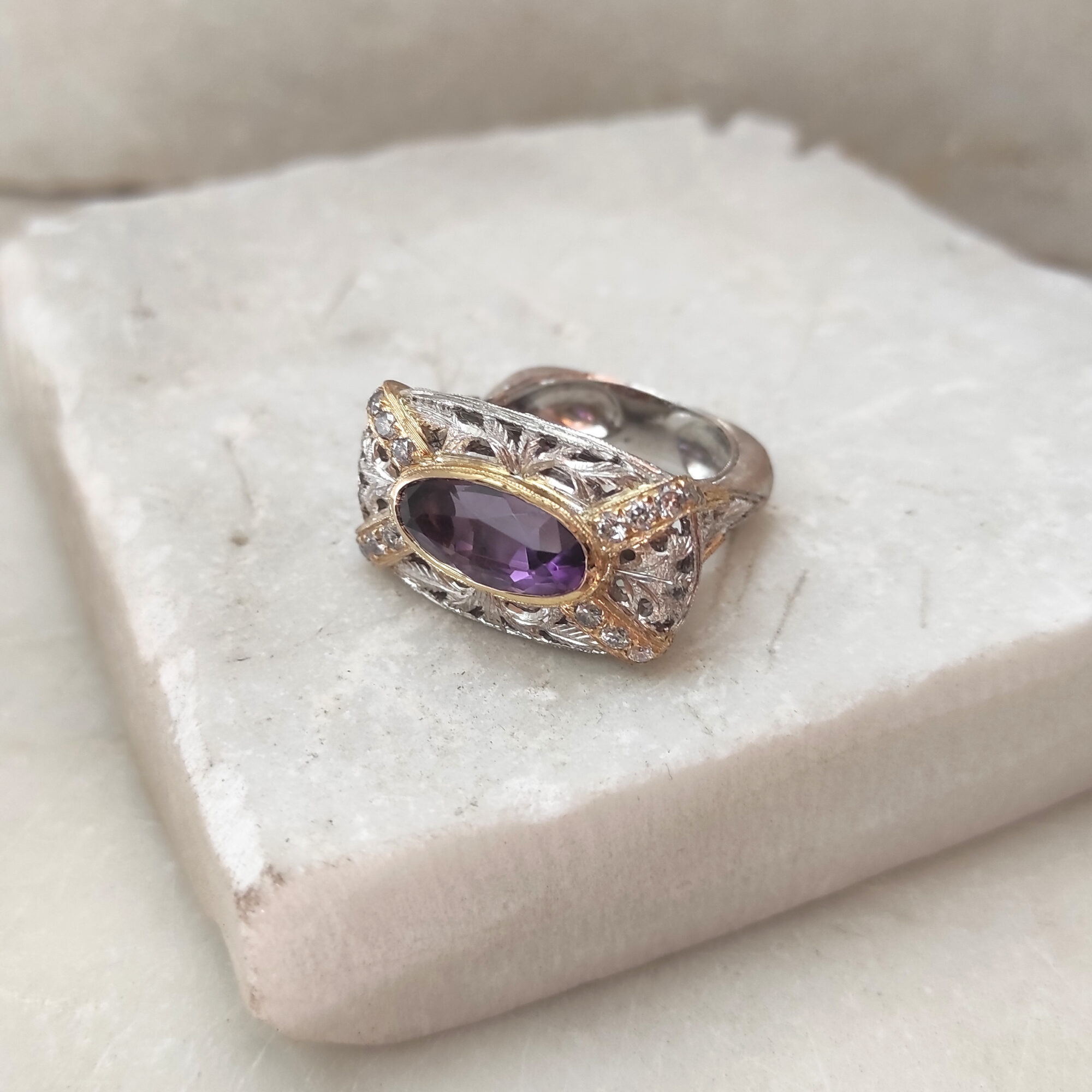 Anna Gioielli Jolly Jewels anello oro ametista diamanti grigi