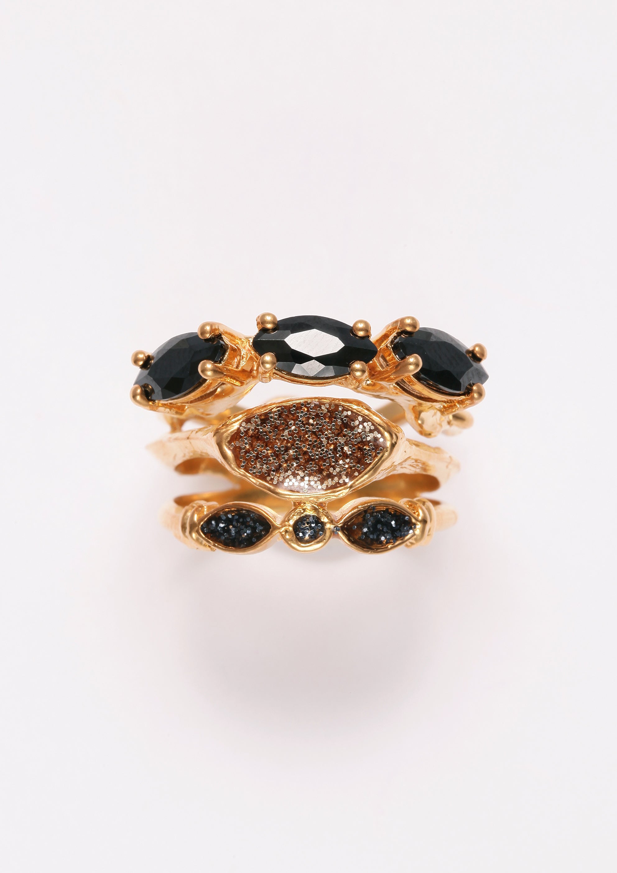 Voodoo Jewels Bold Shapes Dalia anello bronzo dorato marquise