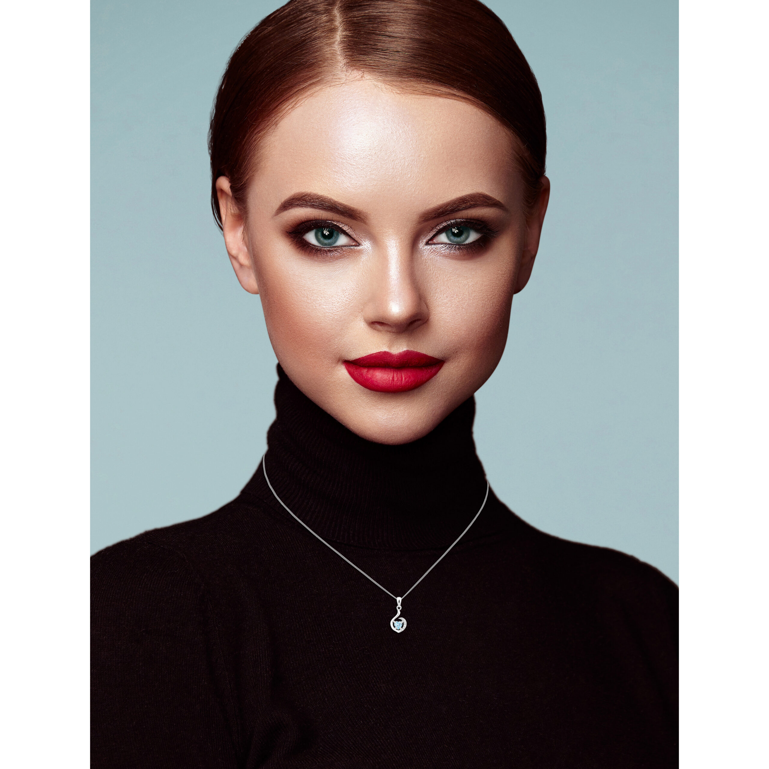 Miore Necklace Collana oro bianco 9Kt topazio blu