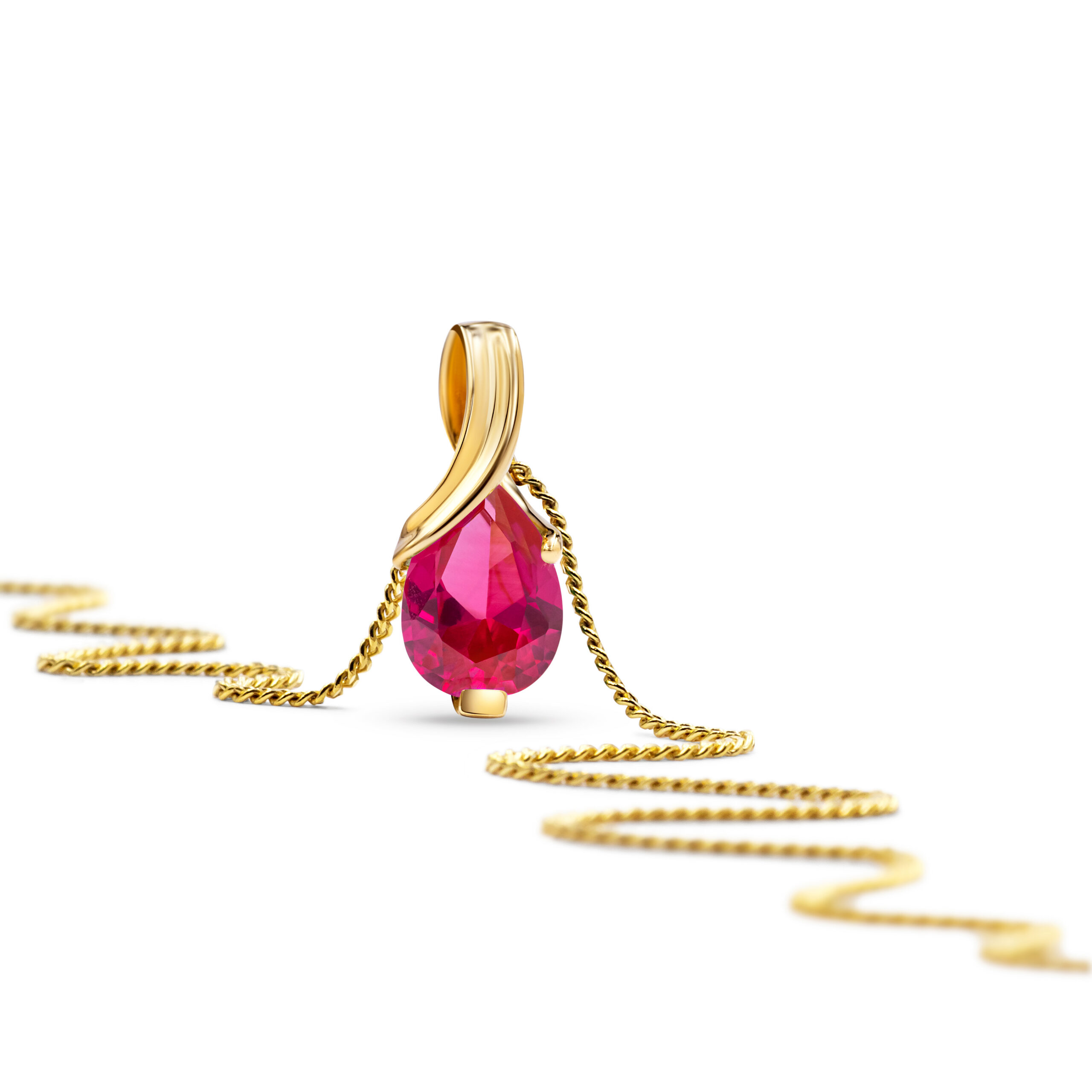 Miore Collana Oro Giallo 9Kt Rubino Creato
