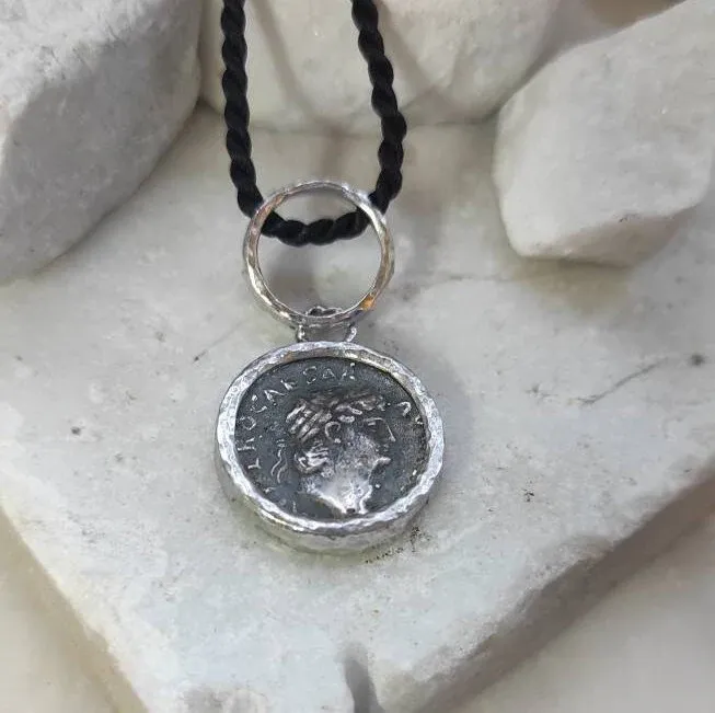Anna Gioielli Monete Romane Pendente Argento Moneta Brunita