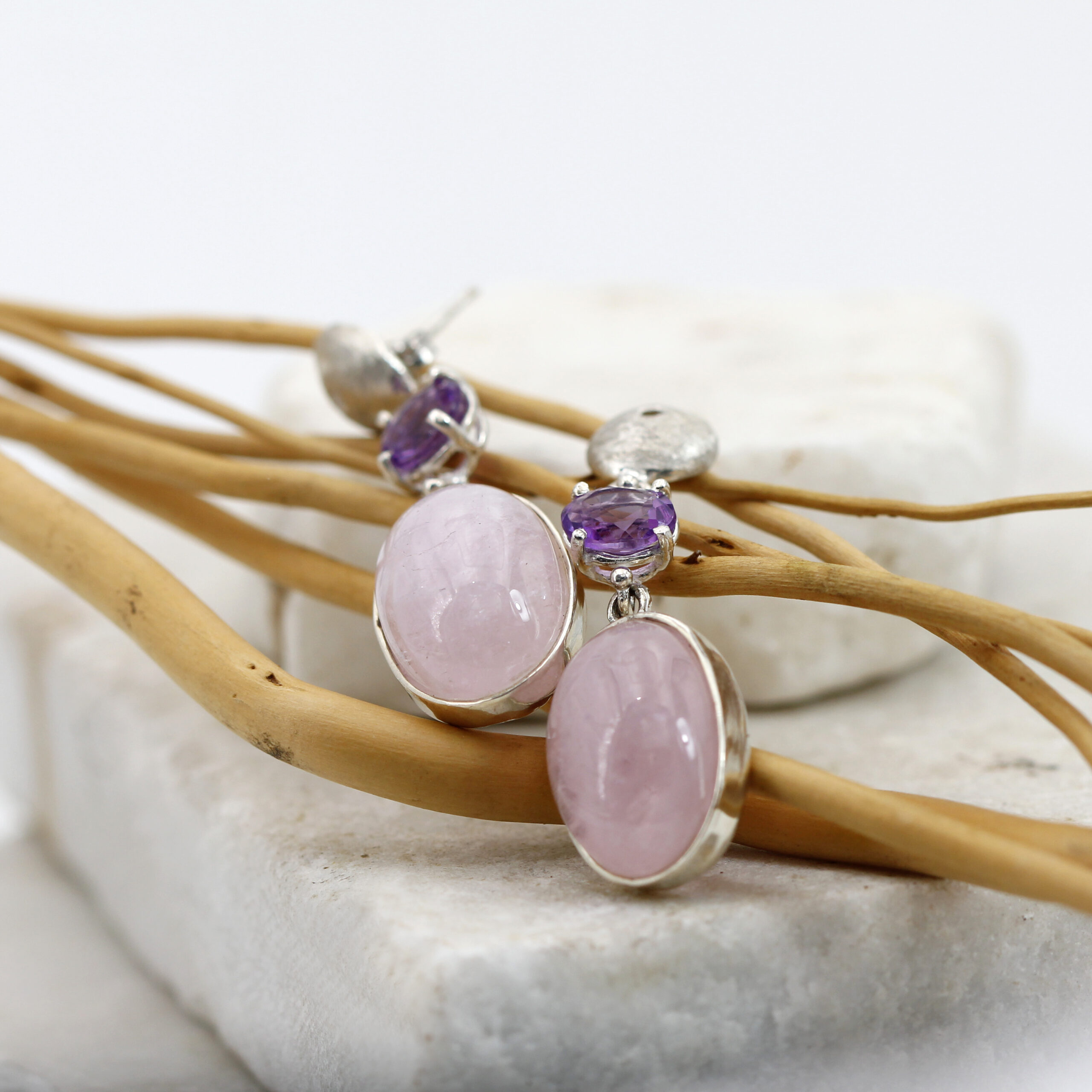 Anna Gioielli Orecchini argento morganite ovale ametista