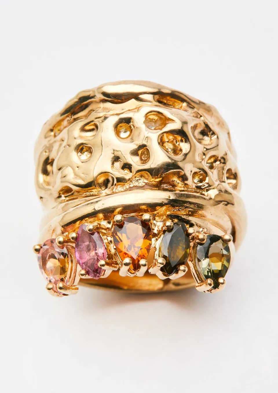 Voodoo Jewels Bold Shapes Cata anello oro tormaline naturali