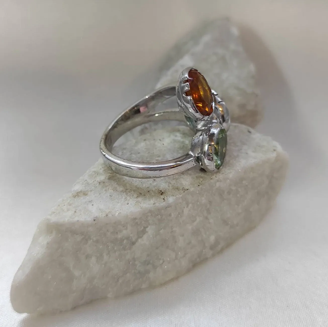 Anna Gioielli Anelli anello argento 925 pietre verdi arancioni