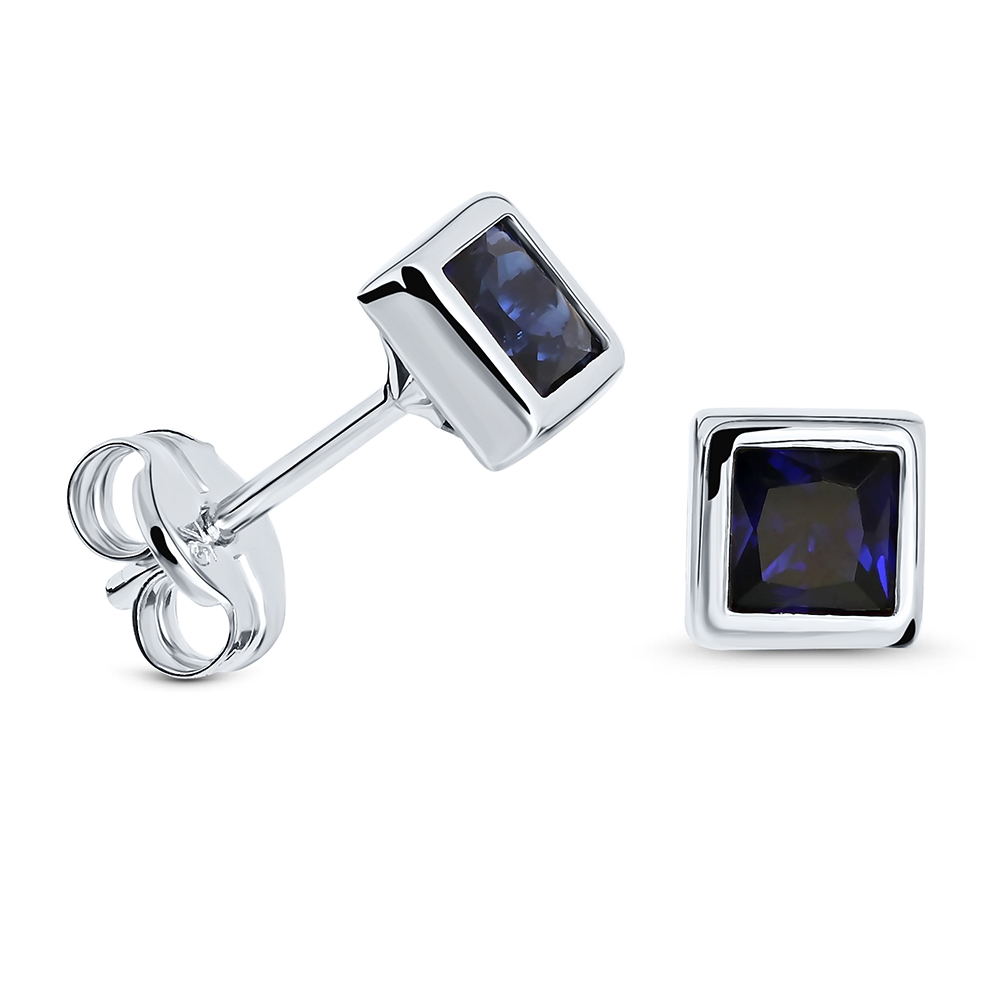 Miore Orecchini Oro Bianco 9Kt Zaffiro Creato Blu