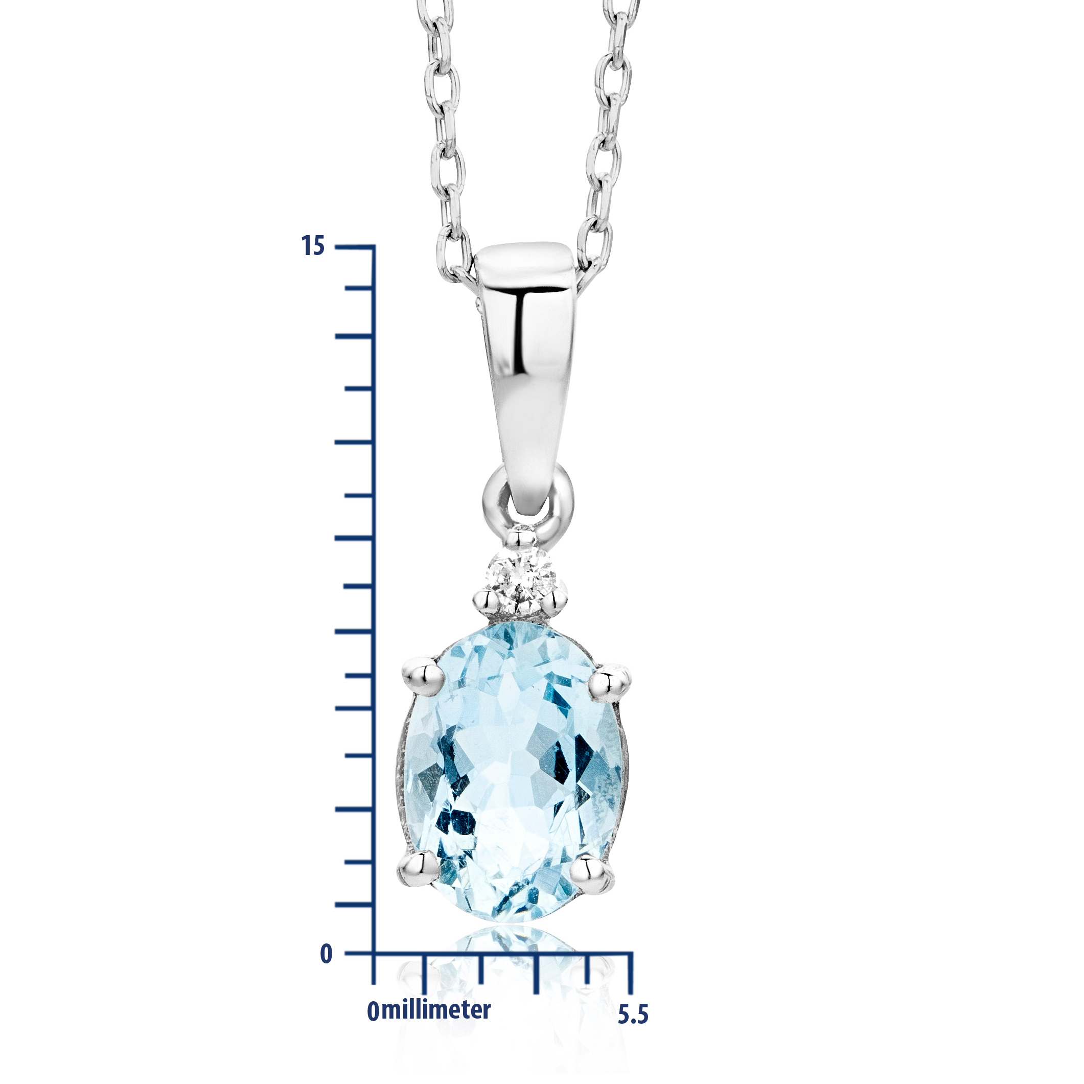 Miore Collana oro bianco 9 kt acquamarina