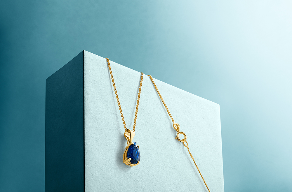 Miore Necklace Collana Oro Giallo Zaffiro 9KT