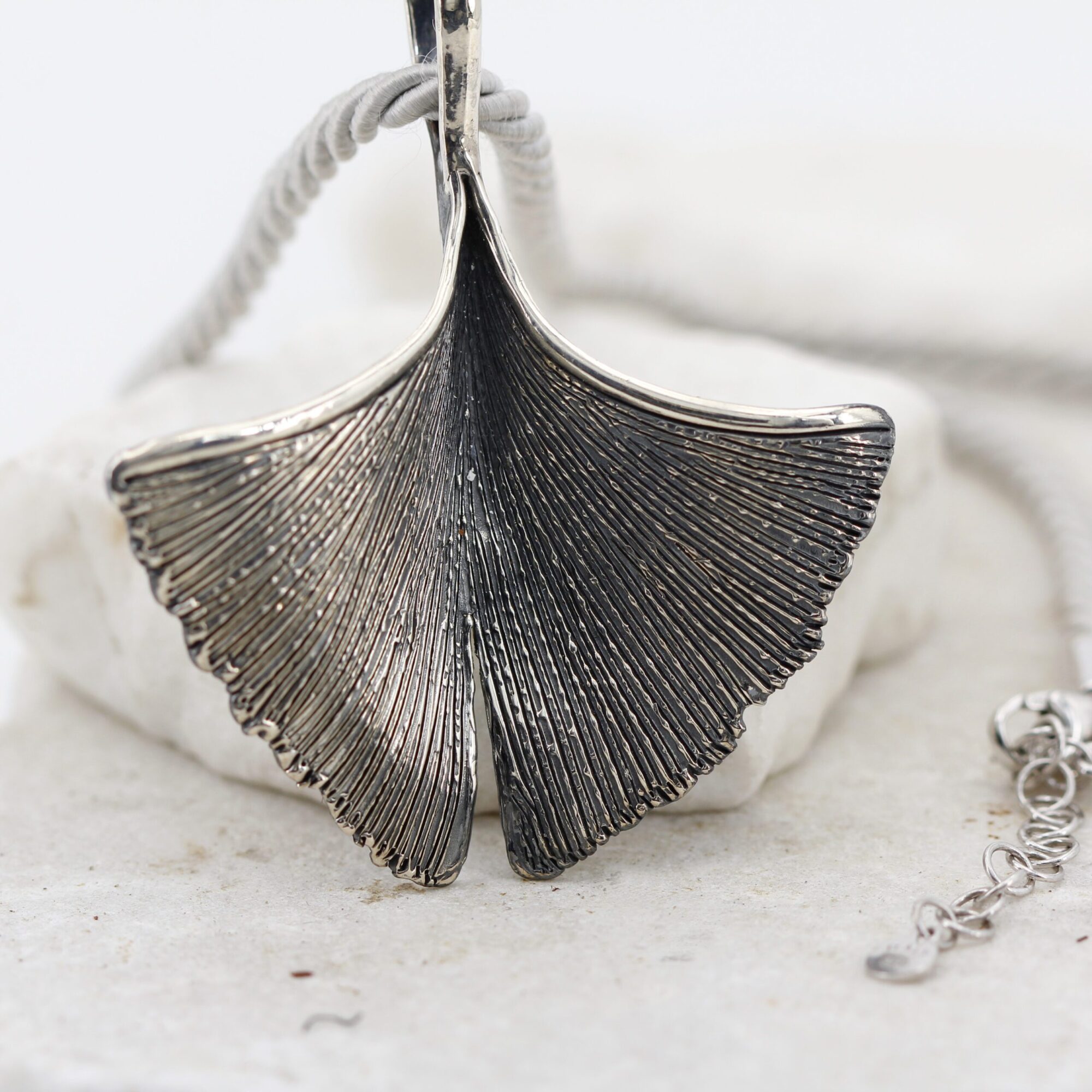 Anna Gioielli Pendenti ciondolo argento foglia Ginkgo 66mm