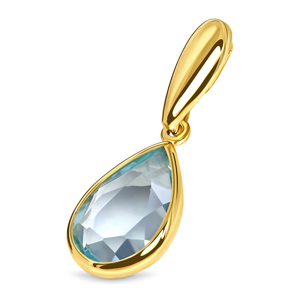 Miore Ciondolo Oro Giallo 14Kt Topazio Blu