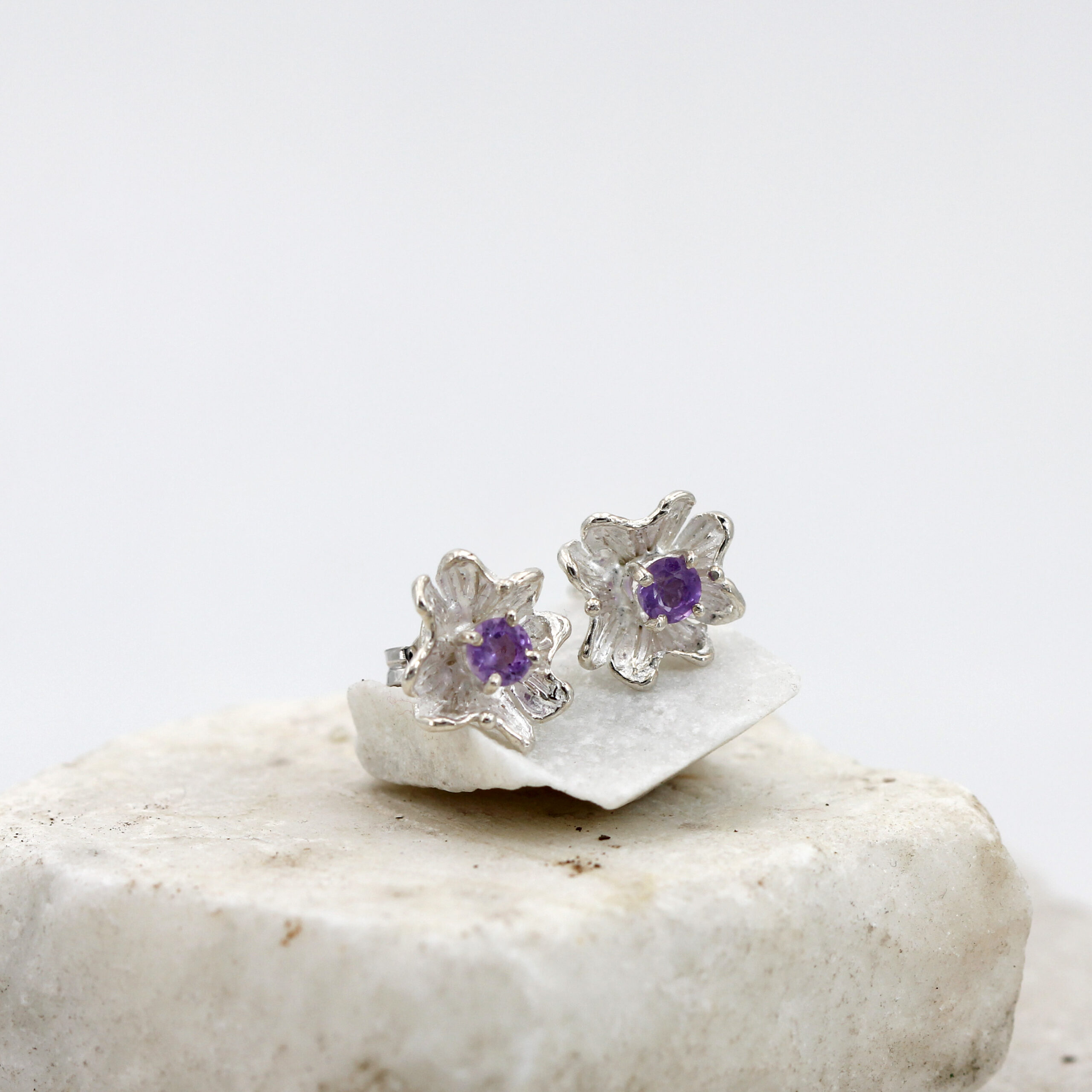 Anna Gioielli Orecchini fiore argento ametiste 10 mm perno