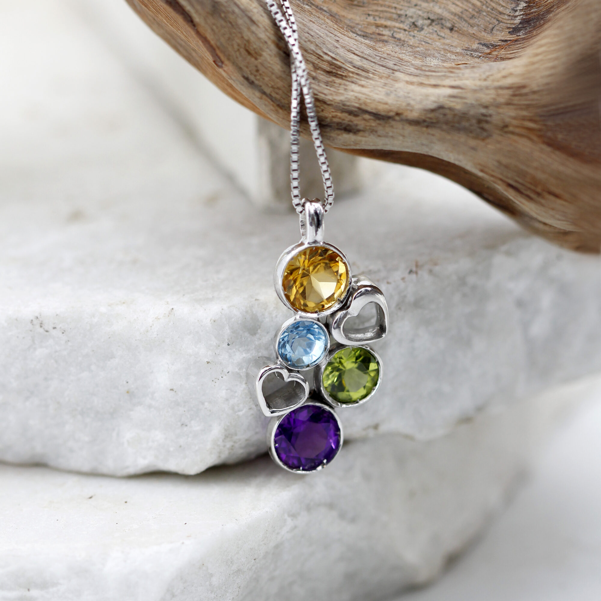 Anna Gioielli Pendenti ciondolo argento cuori 4 pietre 30x15 mm