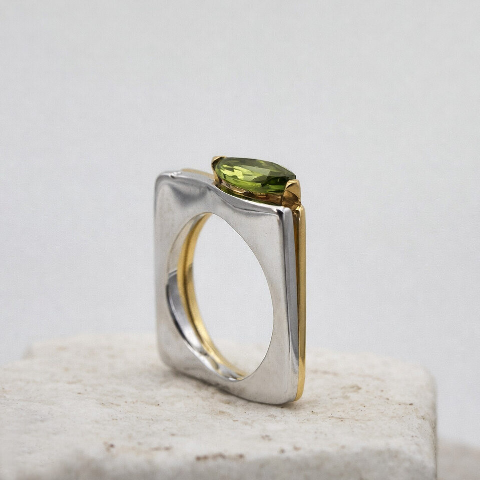 Anna Gioielli Gioielli Classici anello oro peridoto marquise diamante