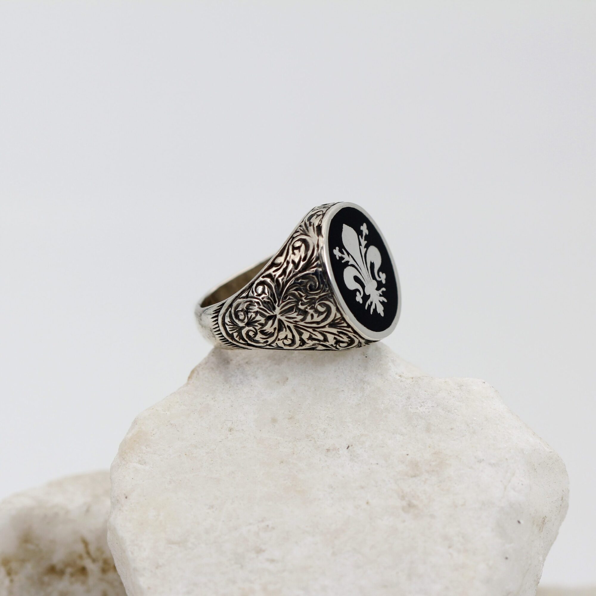 Anna Gioielli Collezione Uomo Anello Argento Giglio Nero