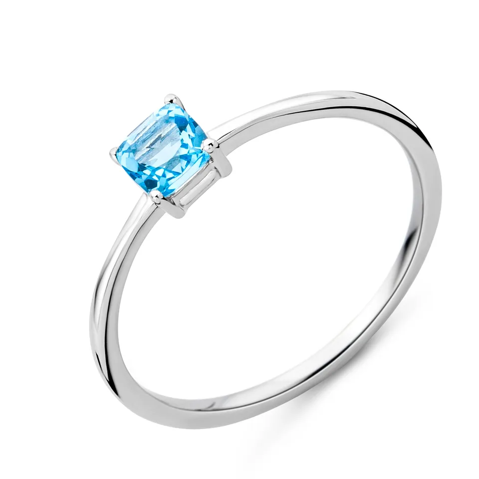 Miore Anello oro bianco 9kt topazio blu