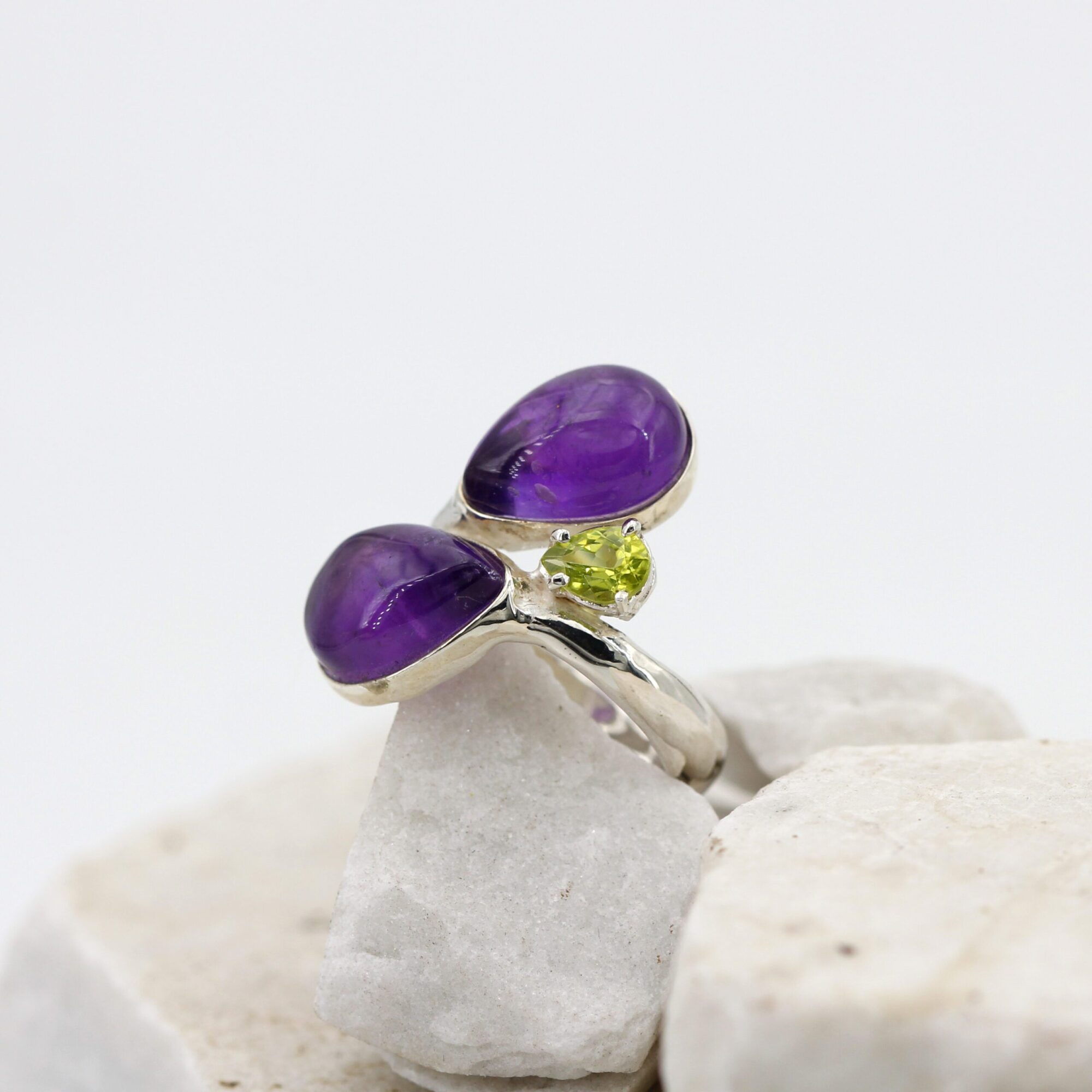 Anna Gioielli Anelli Anello argento ametiste peridoto goccia