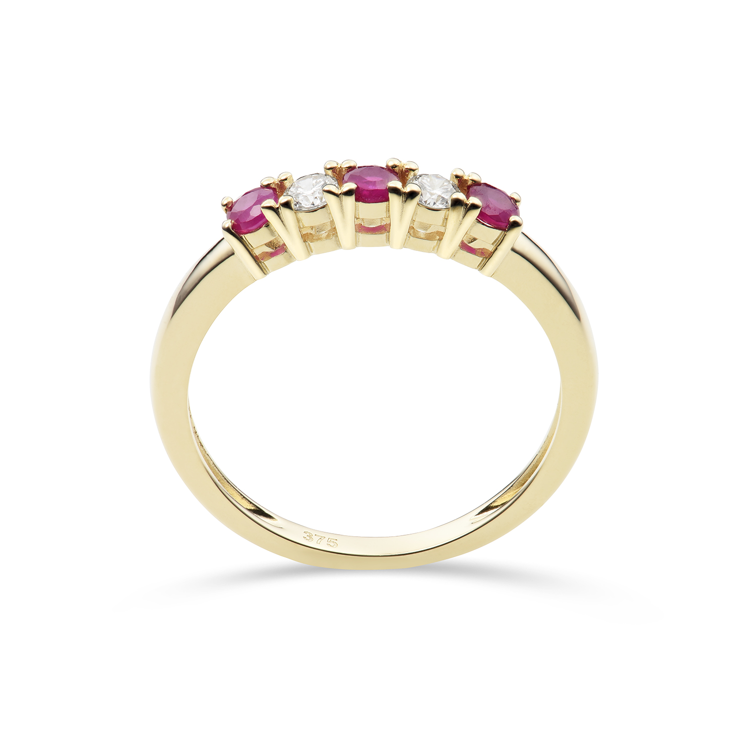 Miore anello oro giallo 9Kt rubino naturale