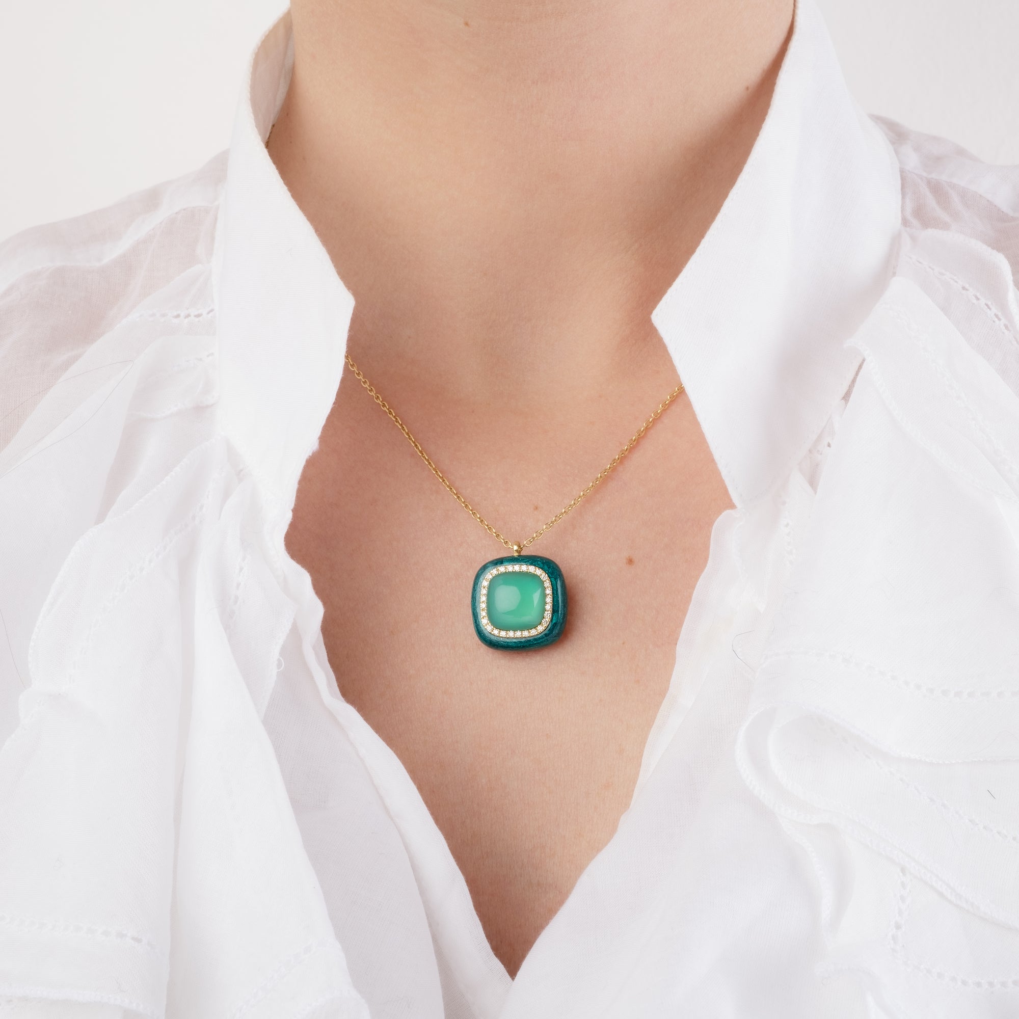 Noi Gioielli Mistica ciondolo oro giallo agata verde evergreen