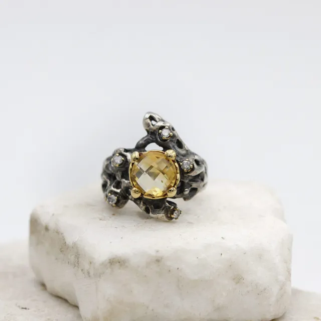 Anna Gioielli Collezione Marte anello citrino diamanti grigi