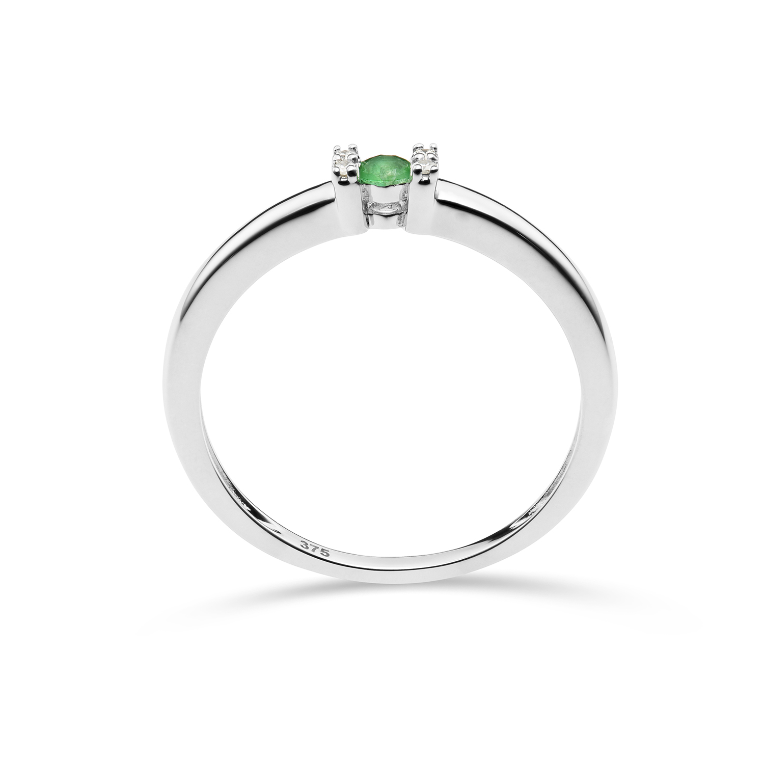Miore Ring Anello Oro Bianco 9Kt Smeraldo Naturale