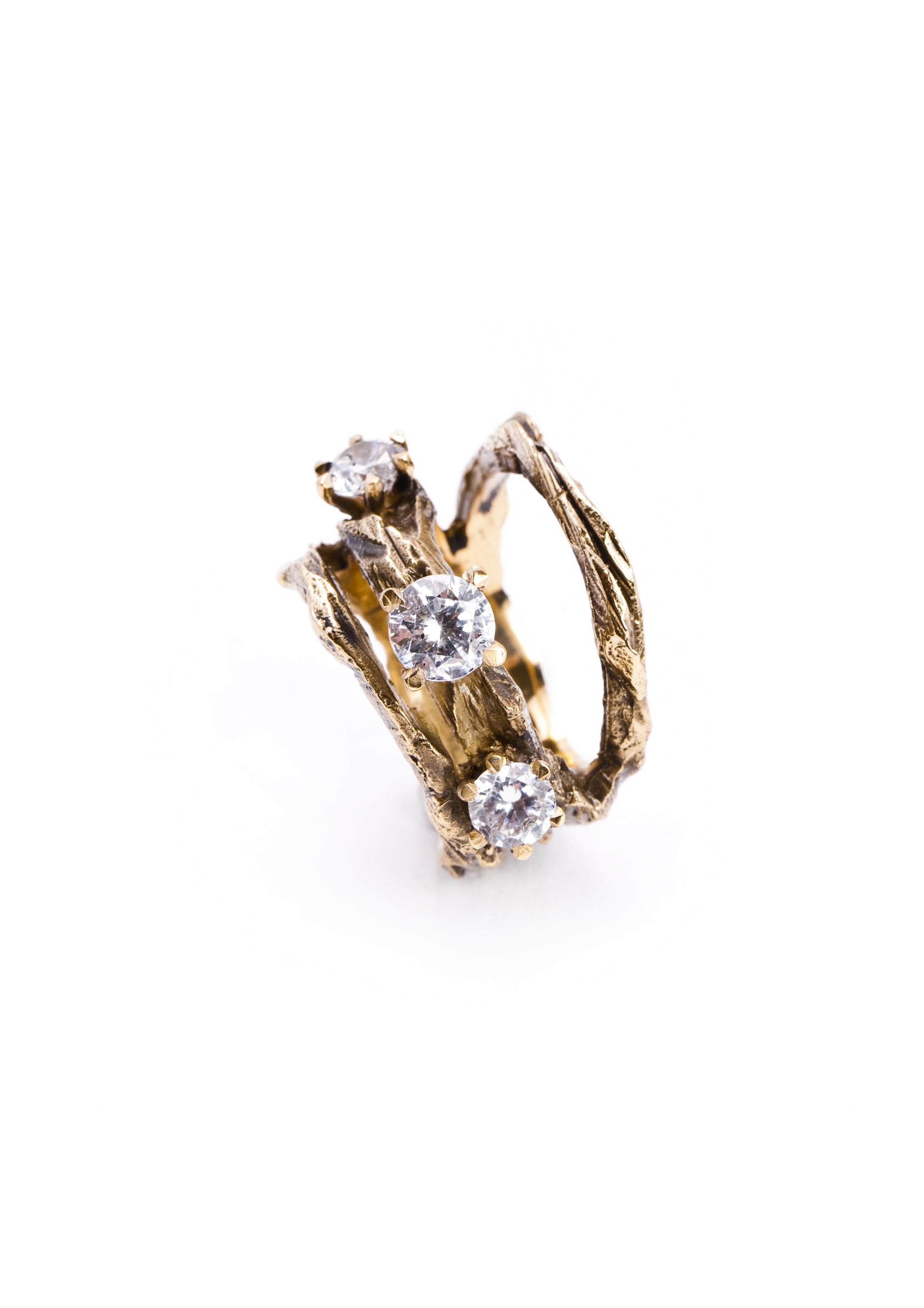 Voodoo Jewels Bold Shapes Karakum anello bronzo oro zirconi