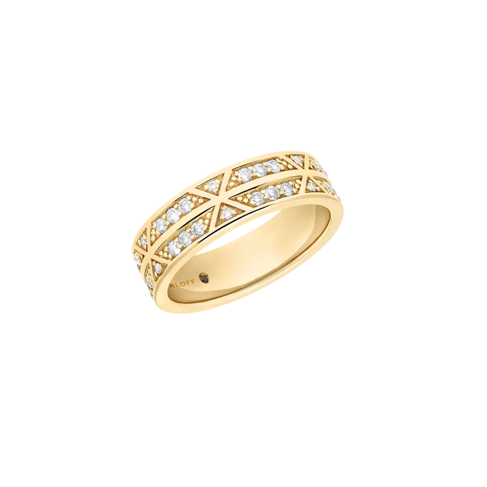 Korloff Éclat JER08 anello fede oro giallo diamanti 2 file
