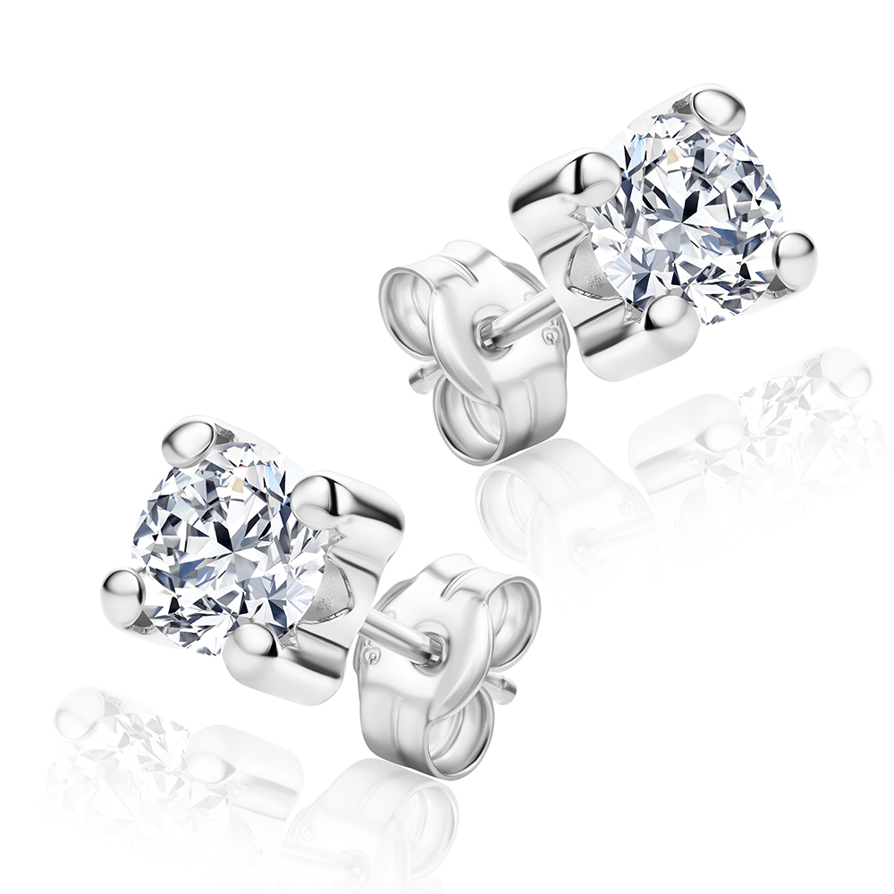 MIORE Orecchini Oro Bianco 9 Kt Zirconia Cubica