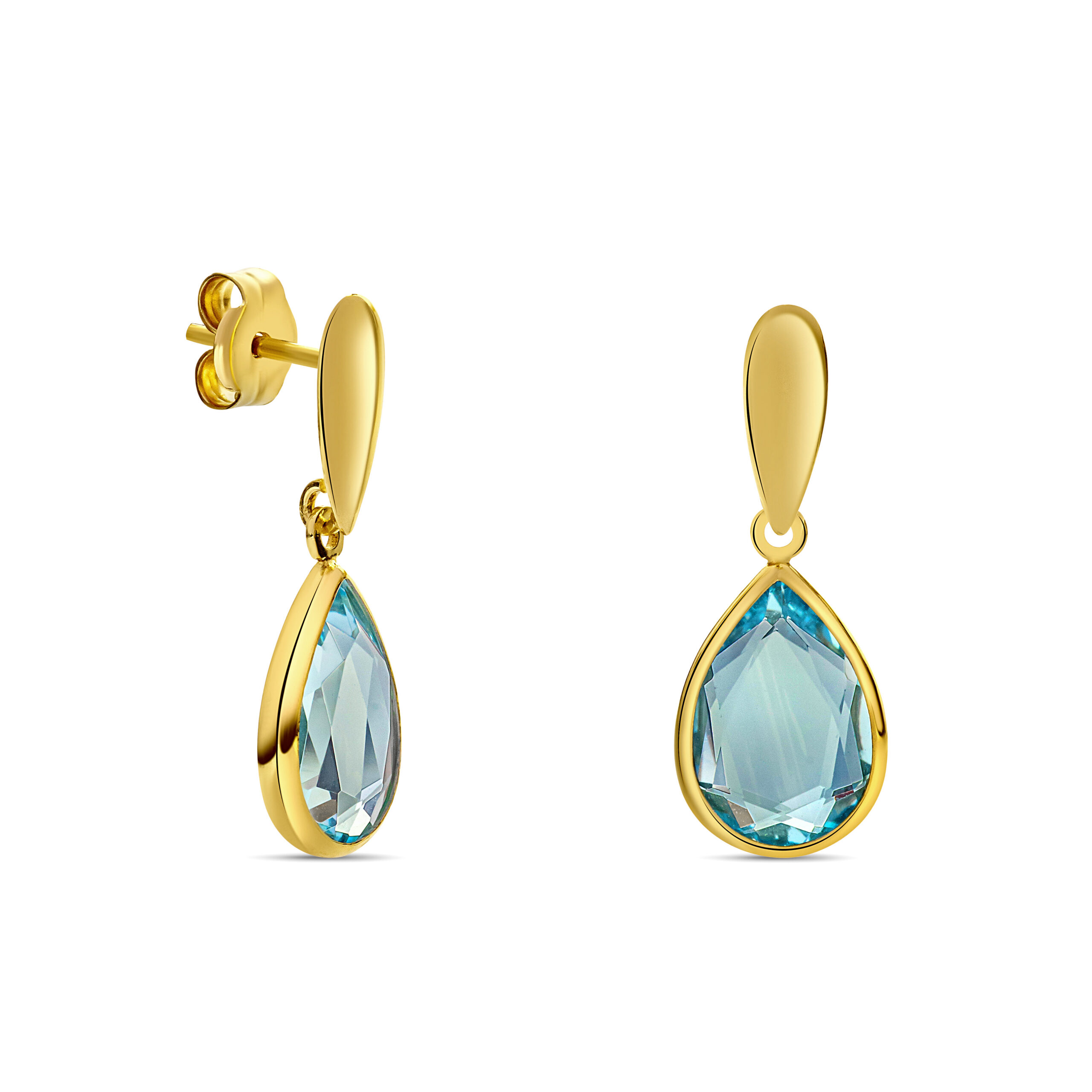 Miore Earrings Orecchini oro giallo 14kt topazio blu