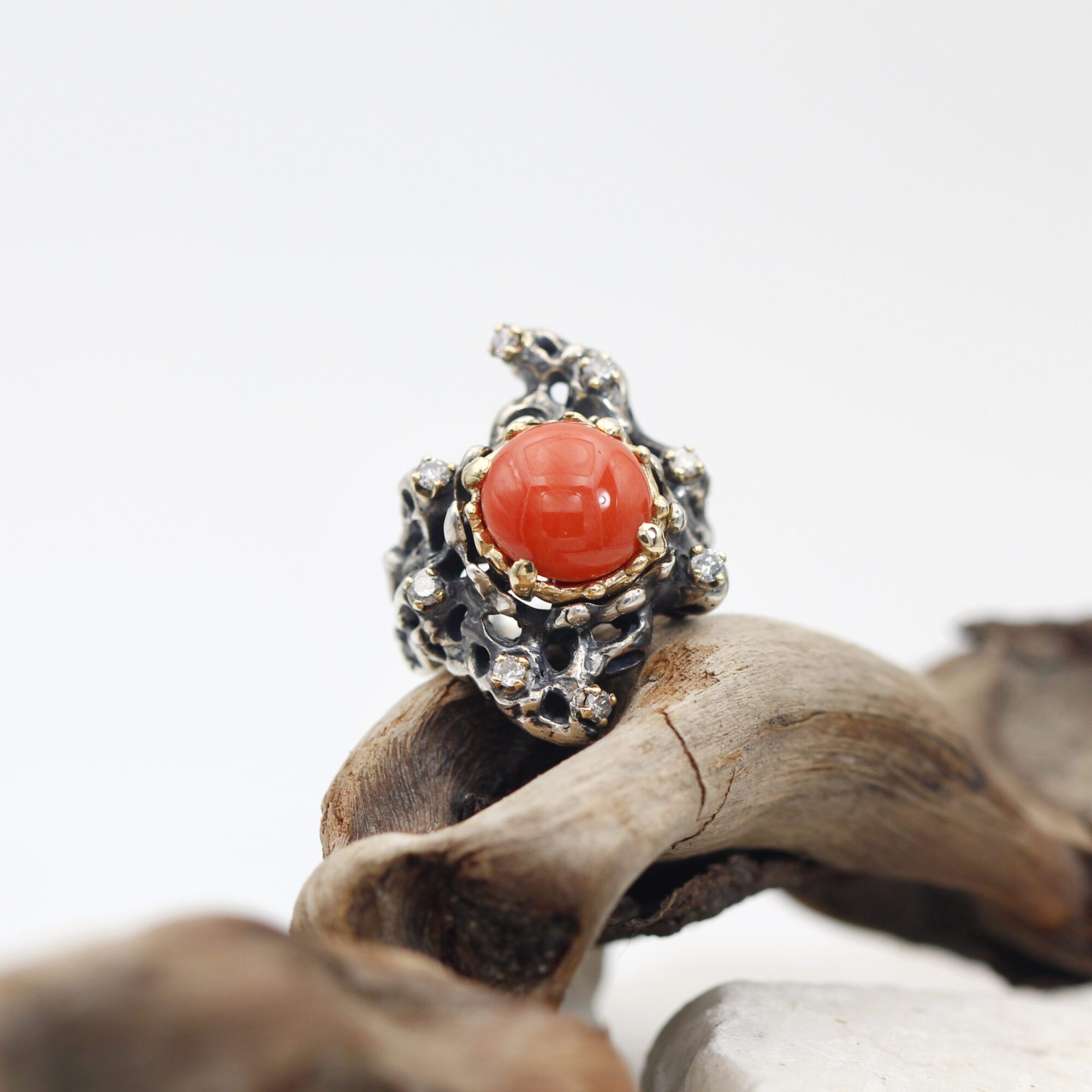 Anna Gioielli Jolly Jewels anello argento oro corallo diamanti