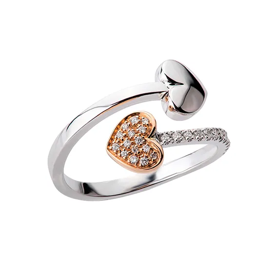 Polello Cuori Anello Oro con Diamanti da Donna