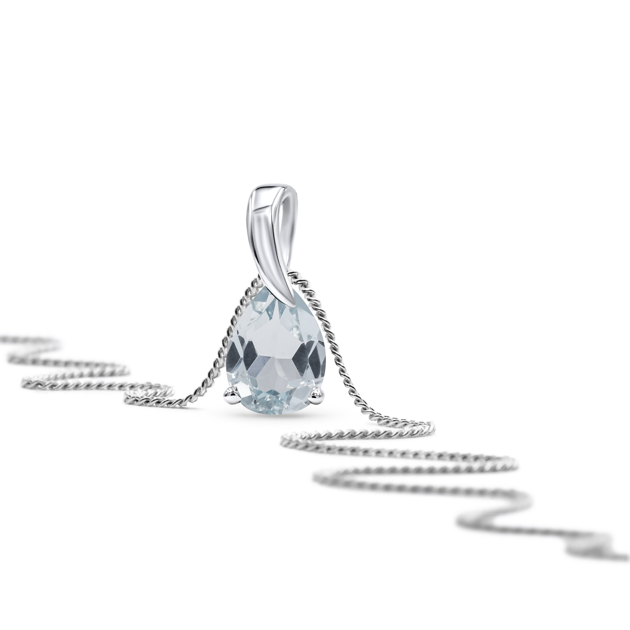 Miore Necklace Collana Oro Bianco 9Kt Acquamarina