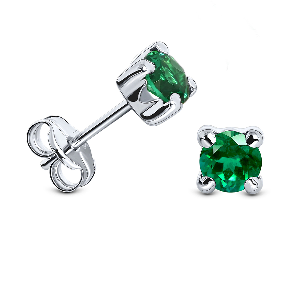 Miore Earrings Orecchini oro bianco 9kt smeraldo creato