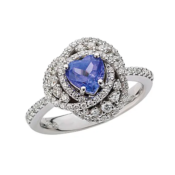 Polello Centrika Anello Tanzanite Oro Bianco Diamanti