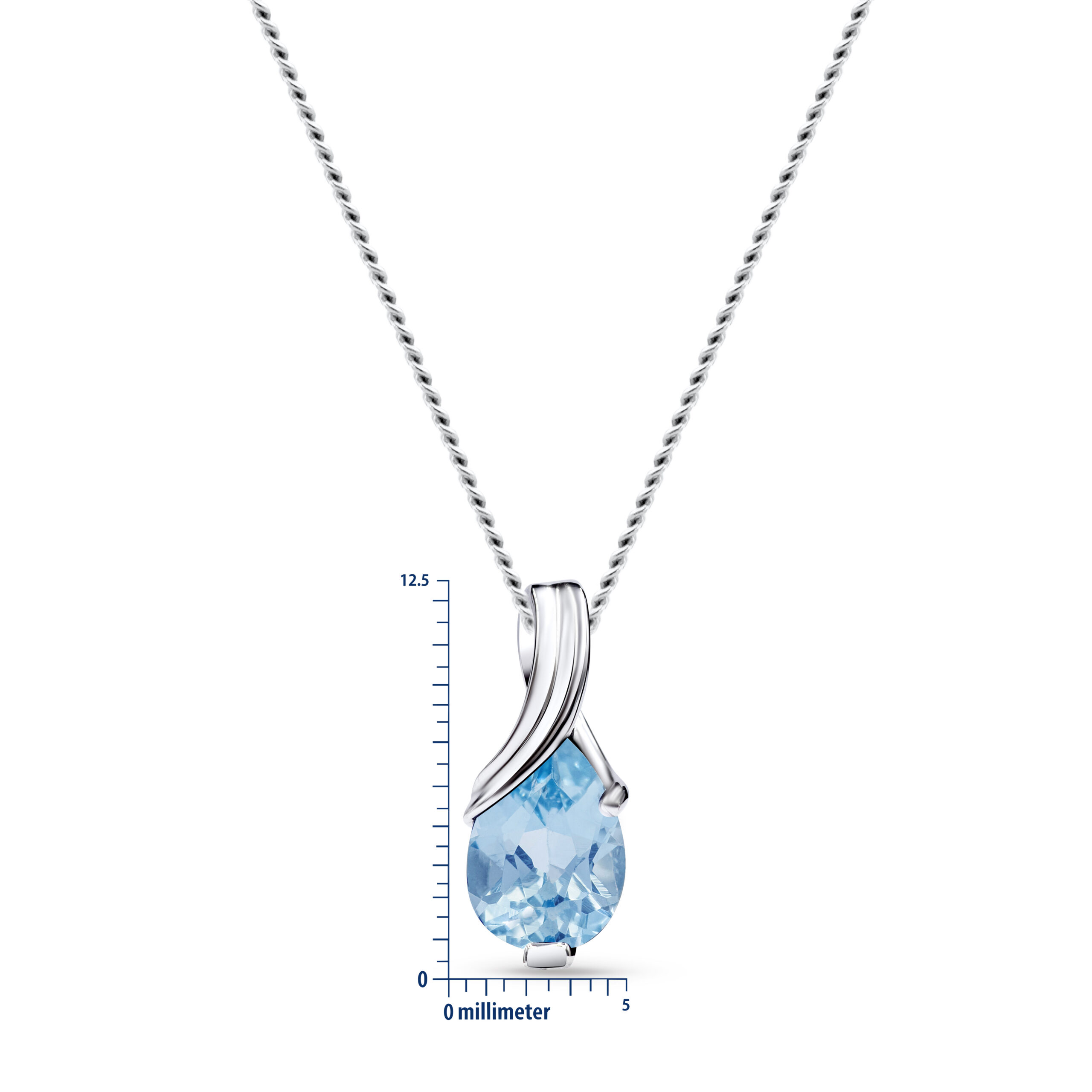 Miore Collana Oro Bianco 9 Kt Topazio Blu