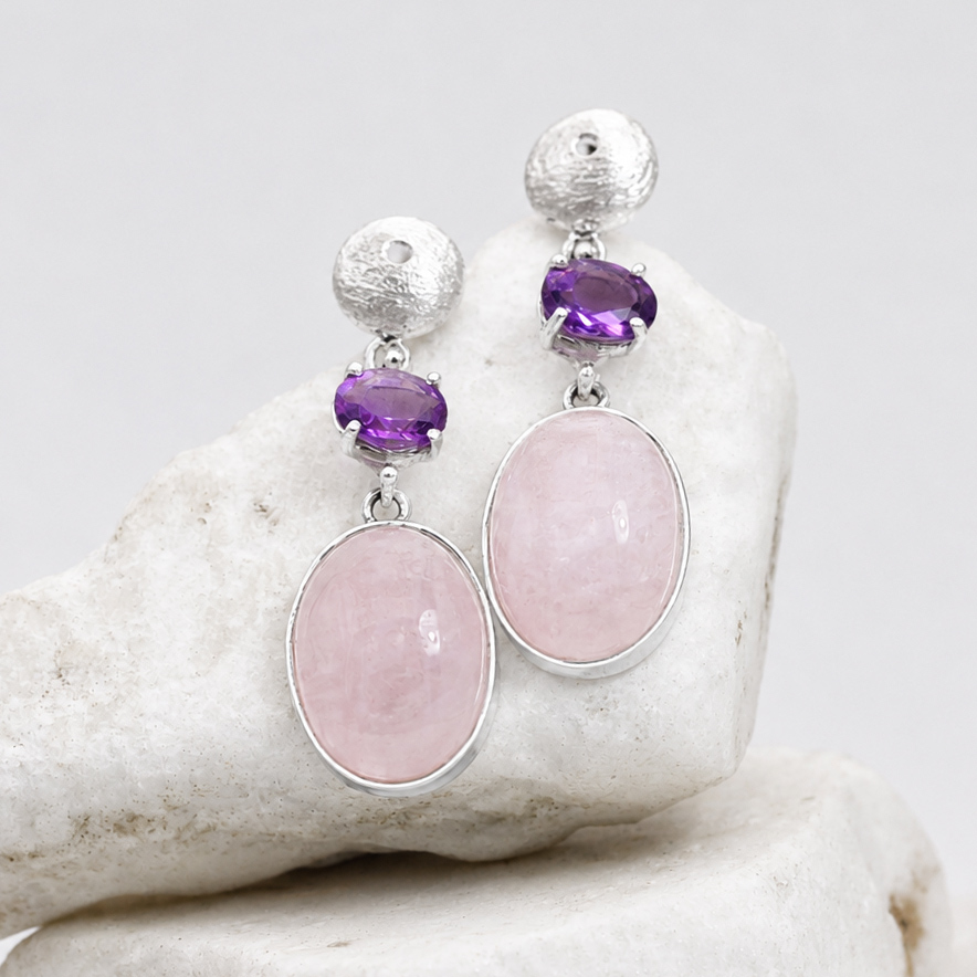 Anna Gioielli Orecchini argento morganite ovale ametista 40 mm