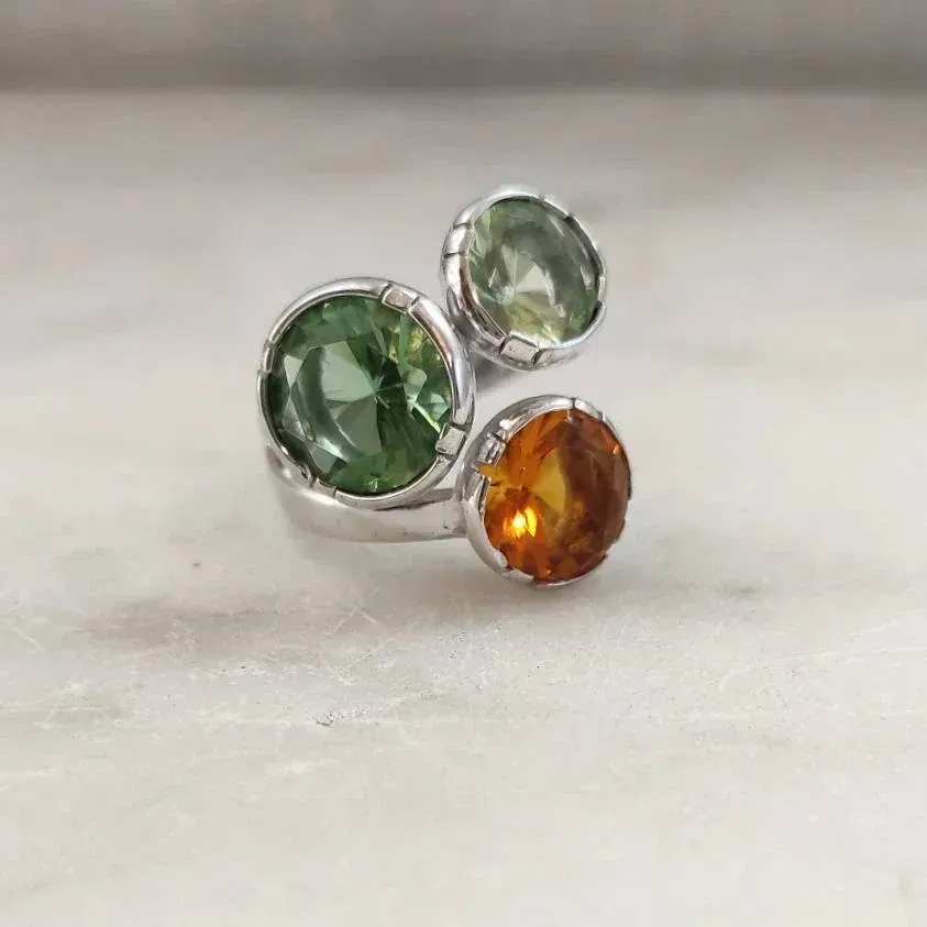 Anna Gioielli Anelli anello argento 925 pietre verdi arancioni
