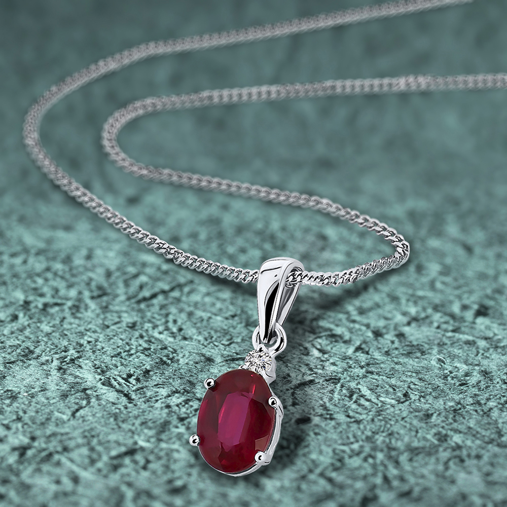 Miore Collana oro bianco 9kt rubino creato