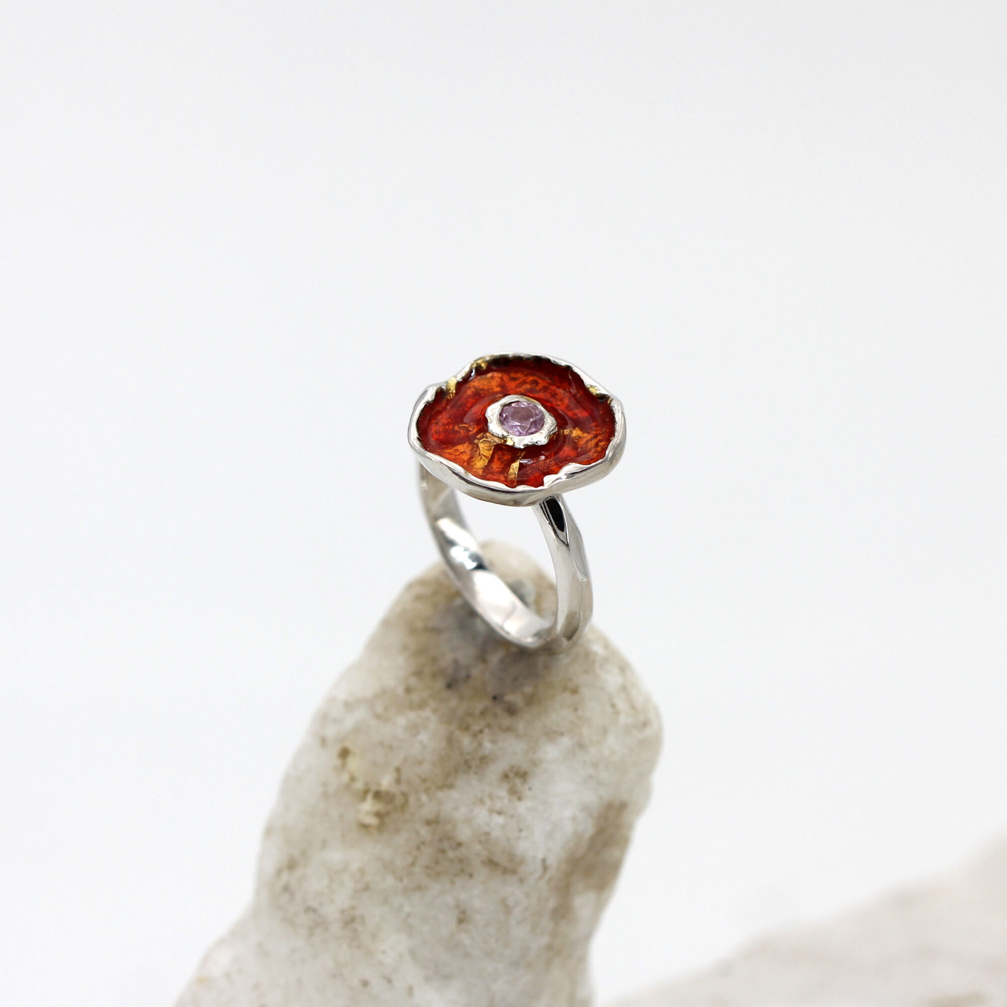 Anna Gioielli Winter Flower anello argento quarzo rosa 14 mm