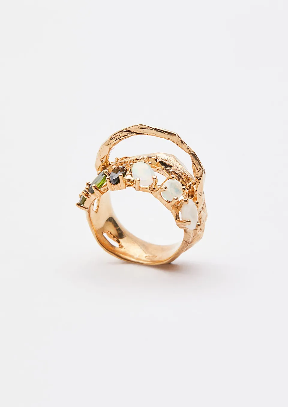 Voodoo Jewels Bold Shapes Ibo Anello Tormaline Opali